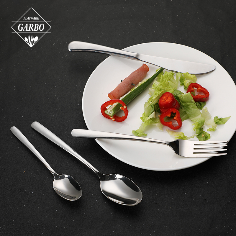 Simple Design Silvery Stainless Steel Cutlery Flatware Set