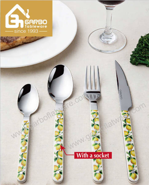 Lemon Series Stainless Steel Cutlery: Heat Transfer Printing for a Colorful Dining Experience