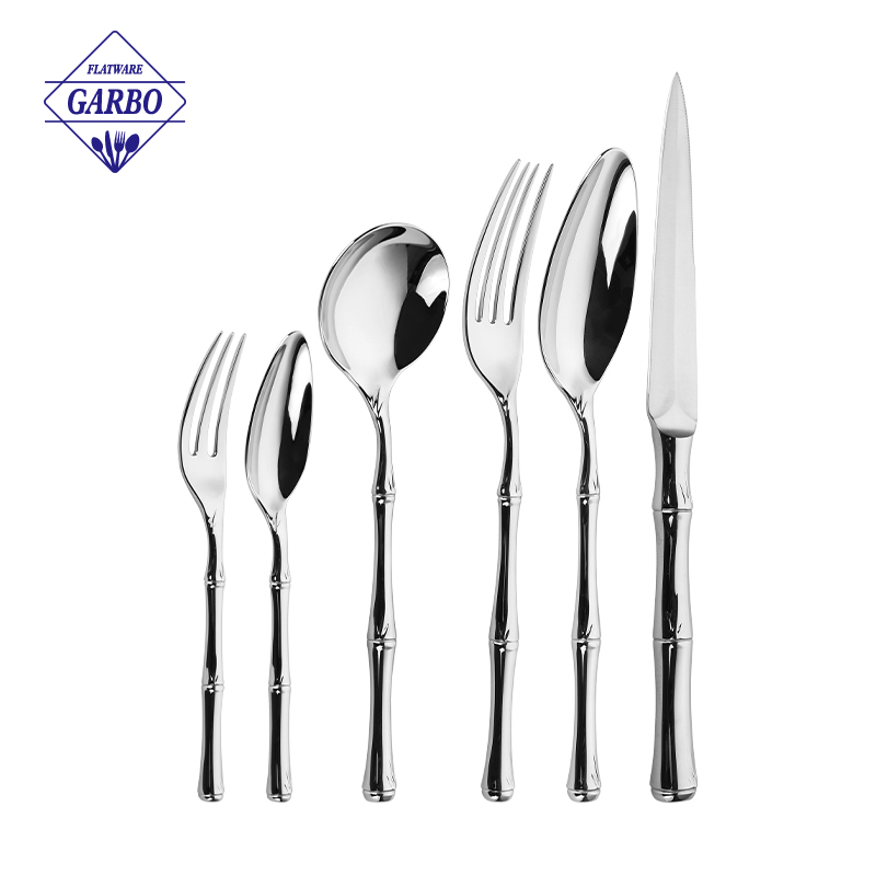 Factory New Design 304 Stainless Steel Cutlery with Bamboo Shaped Handle Factory New Design 304 Stainless Steel Cutlery with Bamboo Shaped Handle