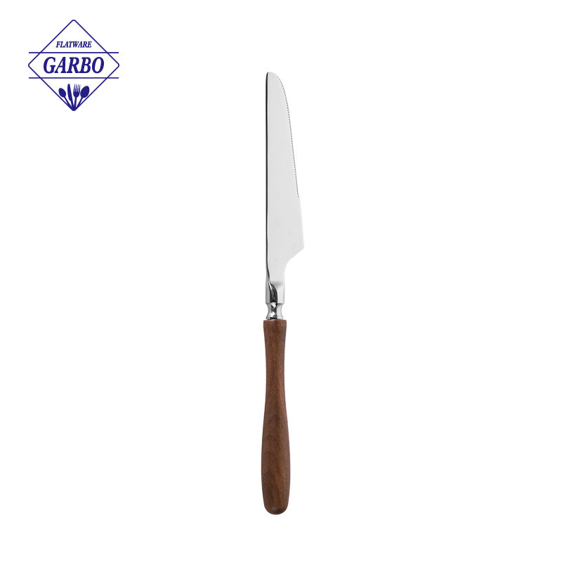 Wholesale Factory Walnut Wood Handle Stainless Steel Steak Knife Custom Logo Western Flatware Knife Wholesale Factory Walnut Wood Handle Stainless Steel Steak Knife Custom Logo Western Flatware Knife