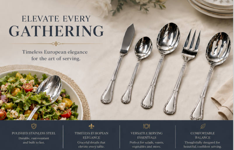 45PCS 18/8 Stainless Steel Flatware Set: Timeless European Cutlery for US, EU 45PCS 18/8 Stainless Steel Flatware Set: Timeless European Cutlery for US, EU