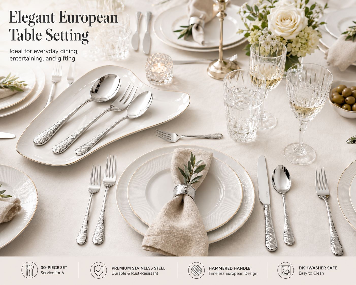 Jieyang Factory 304 Stainless Steel Hammered Cutlery Set Hot-Selling in Europe Korea South America