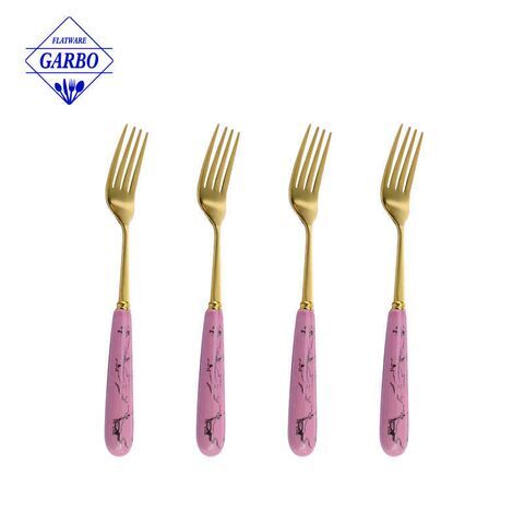 Ceramic Handle Stainless Steel Cutlery Forks Set  Dinner Forks - Dessert Forks Ideal and Dessert Spoon and Fork for Home Kitchen or Restaurant