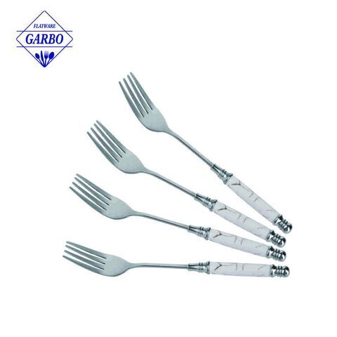 China factory wholesale cheap 410 stainless steel dinner fork with gold color and ceramic handle