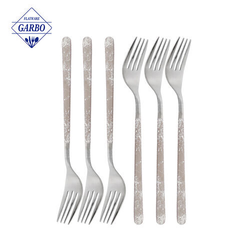 Ceramic Handle Stainless Steel Cutlery Forks Set  Dinner Forks - Dessert Forks Ideal and Dessert Spoon and Fork for Home Kitchen or Restaurant