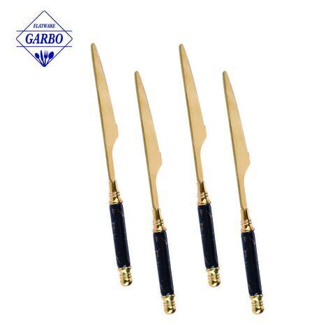 Pass Food Grade Test Luxury Table Knife Golden Color Stainless Steel Dinner Knife