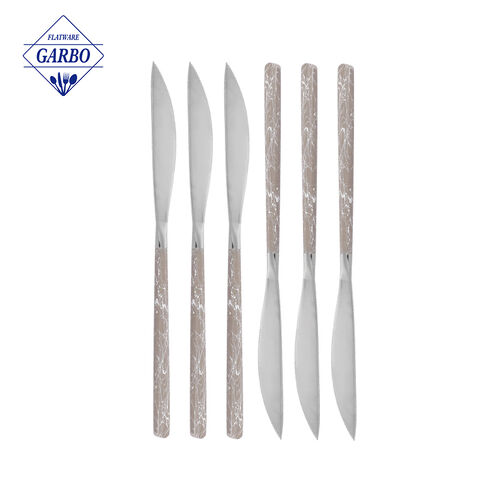 Garbo Stock Disponible Couteau de table en acier inoxydable à usage quotidien avec manche en marbre