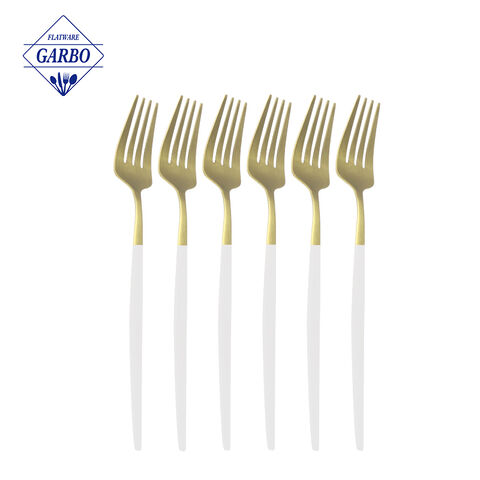 Hot Sell Stainless Steel  Good Quality  Gold Dinner Fork Set With Golden Handle For Restaurant Hotel Or Wedding