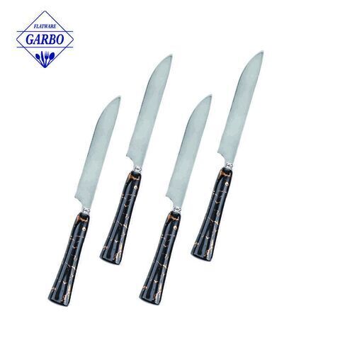 Mercato egiziano Utensili in acciaio inossidabile retrò Coltello da bistecca con manico in ceramica 410ss per uso quotidiano