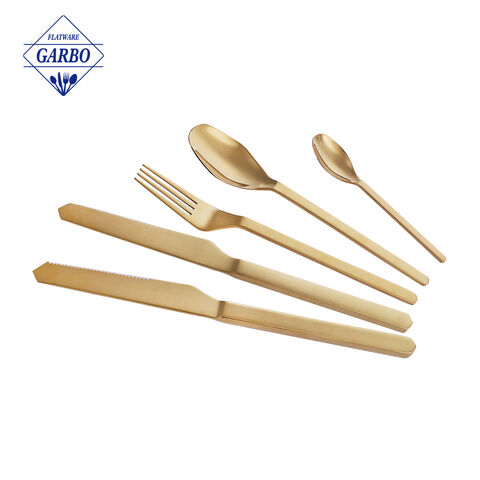 Gold electroplated silver flatware set traditional cutlery set with uniqe and special design