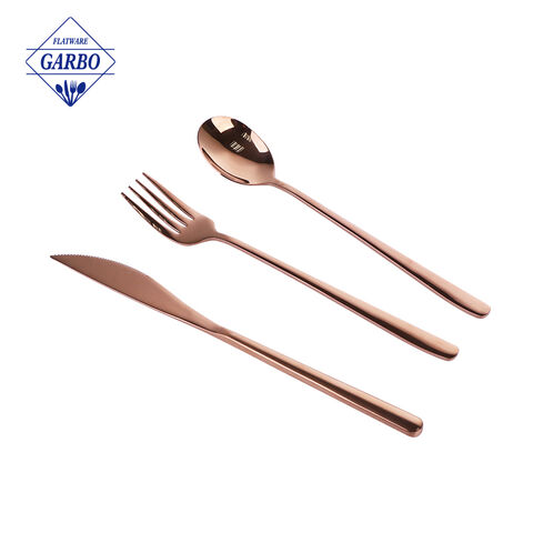 Gold electroplated silver flatware set traditional cutlery set with uniqe and special design