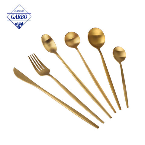 Set sendok garpu perak stainless steel mewah 6 buah dengan gagang logam set sendok garpu kerajaan