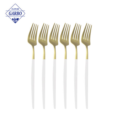 China supplier cheap spray color metal handle simple design dessert fork meat fork