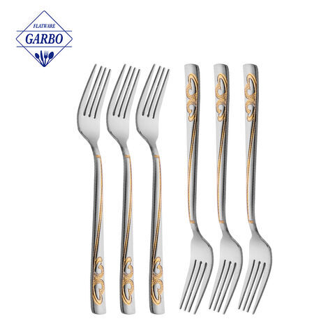 China High Quality Nice Delicate Elegant Handle Stainless Steel Gold Fork