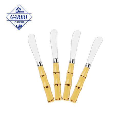 Elegante coltello da tavola con manico in plastica in acciaio inossidabile color oro con prezzo competitivo