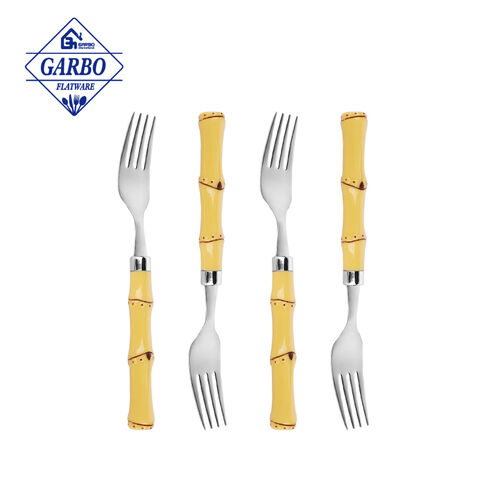 Top Food  Grand  Safe Stainless Steel Dinner Fork  With Plastic Handle For Kids