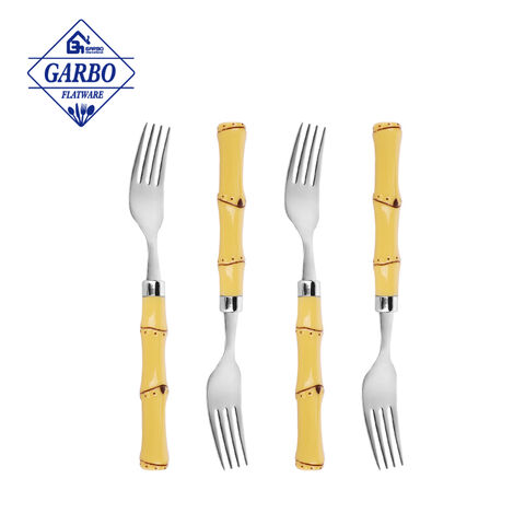 Top Food Grand Safe Stainless Steel Dinner Fork na May Plastic Handle Para sa Mga Bata