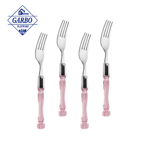 Top Food  Grand  Safe Stainless Steel Dinner Fork  With Plastic Handle For Kids