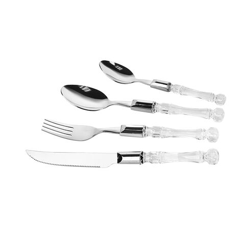 China Factory New Style Transparent Plastic Handle Stainless Steel Table Steak Knife