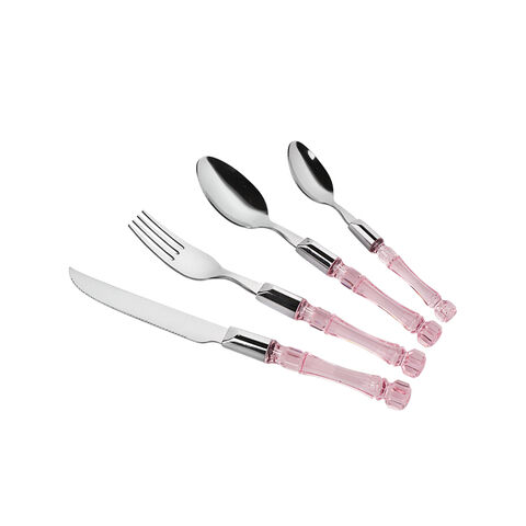 China Factory New Style Transparent Plastic Handle Stainless Steel Table Steak Knife
