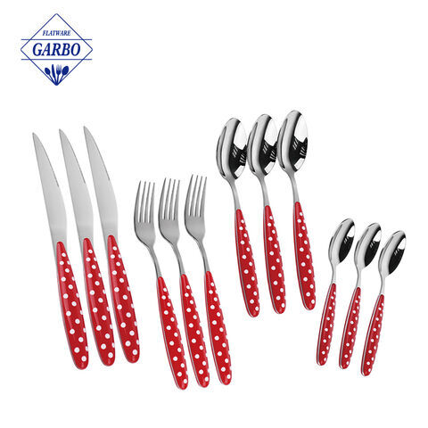 Silver Flaware Set with Plastic Handel Stainless Steel Cutlery Set