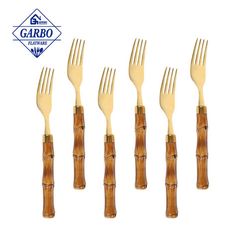 New Style Brown  Clamp Dinner Fork Flatware With Plastic Handle