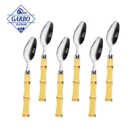 410 Meterial Corrugated shape Plastic handle spoon