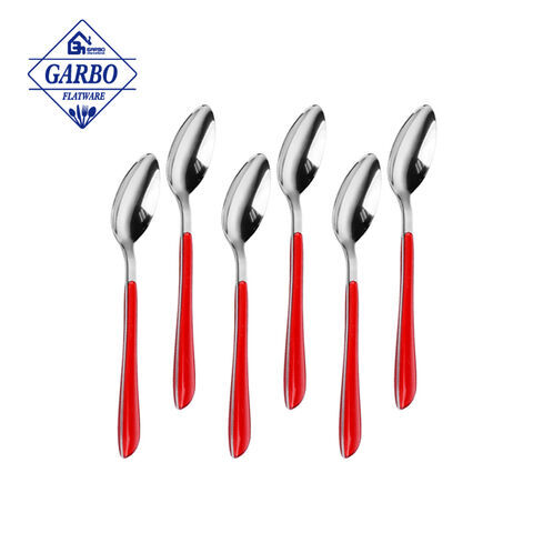 China Modern flatware red handle spoon