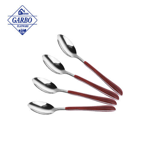 China Modern flatware red handle spoon