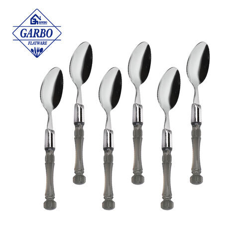 410 Meterial fancy shape Plastic handle spoon