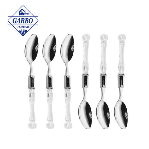 410 Meterial fancy shape Plastic handle spoon