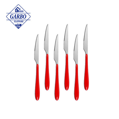 Cheap Price Stainless Steel Tableware Green Color Plastic Handle Steak Knife in Stock