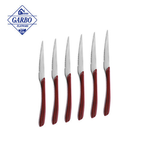 Cheap Price Stainless Steel Tableware Green Color Plastic Handle Steak Knife in Stock