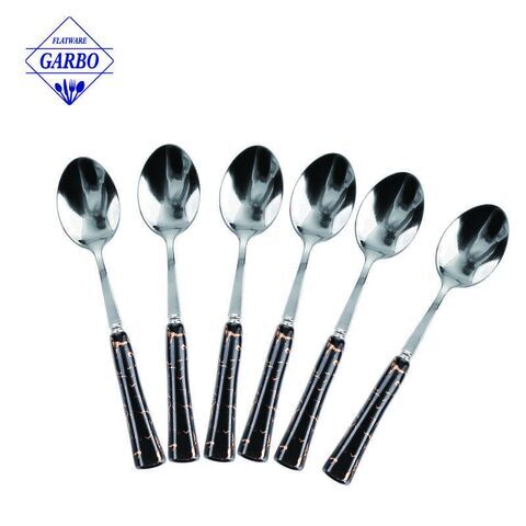 Middle east hot sale black marble stainless steel dinner spoon