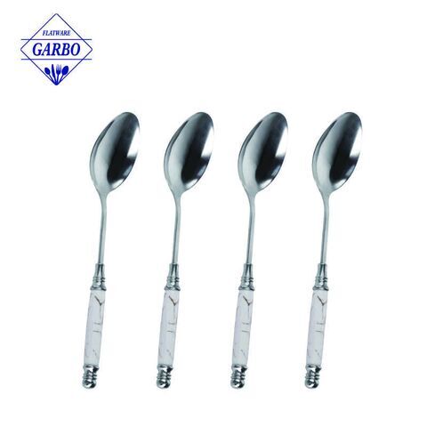 Middle east hot sale black marble stainless steel dinner spoon