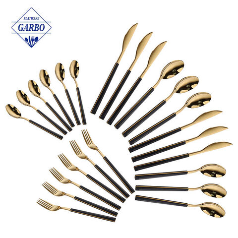 12 Pieces Gold Cutlery Set with Plastic Handle Flatware Set