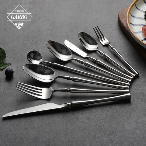 Elegant silver plated 8 piraso 13/0 stainless steel flatware set para sa gamit sa kusina sa bahay