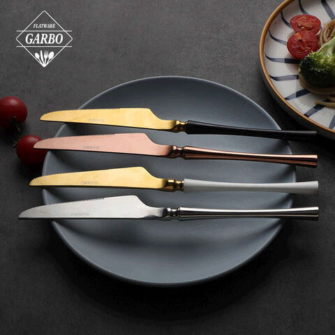 Premium golden plated 410 stainless steel knife fork spoon set flatware set 