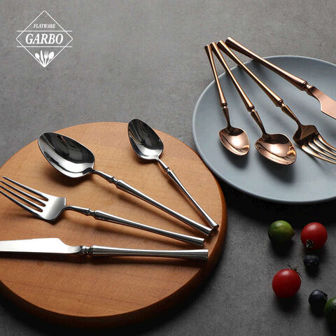 Premium golden plated 410 stainless steel knife fork spoon set flatware set 