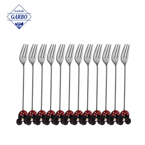 304 Stainless Steel Cute Handle Silver Fork For Korean Market