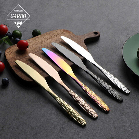 Wholesale luxury customized e-plating stainless steel flatware cutlery dinner knife