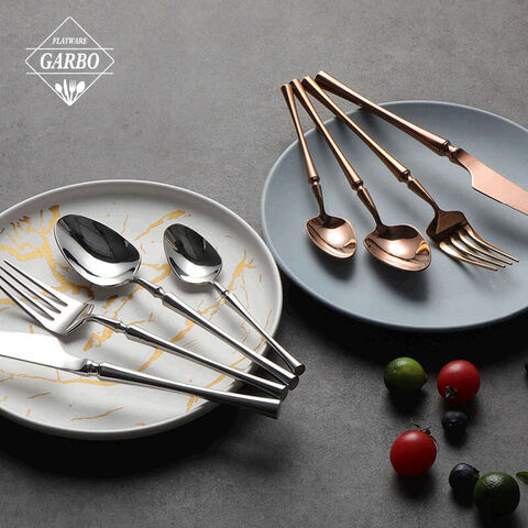 Kualitas Tinggi Stainless Steel Modern S Pinggang Pegangan Plastik Fitur Pisau Garpu Dan Sendok Sendok Garpu Set Dengan Beberapa Warna