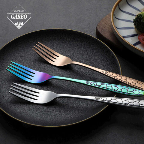 Rainbow Dinner Fork 6 Pieces Stainless Steel 8.17 Inch Forks Colorful Titanium Plating Silverware Mutil-Color Forks