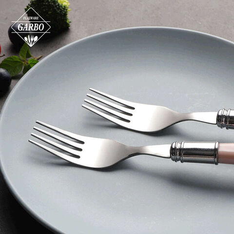 Fourchettes à dessert de table en acier inoxydable des fabricants chinois avec poignée en plastique en forme de perle mère