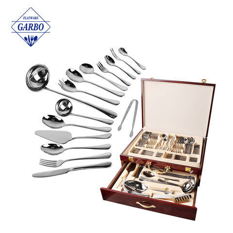 Grosir set peralatan makan stainless steel portabel 86 buah