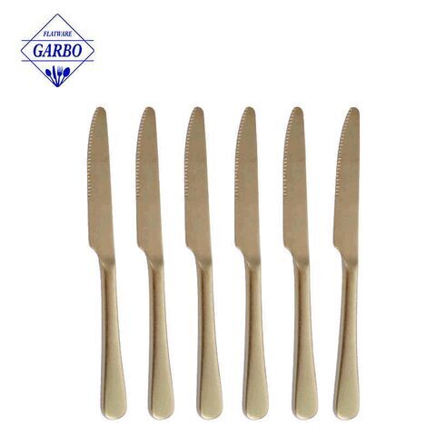 Wholesale Tableware Electroplating Golden Color Luxury Customized Dinner Knife for Home