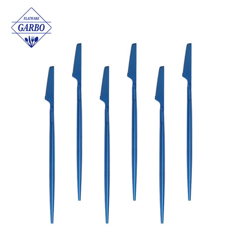 Garfo de jantar personalizado resistente de aço inoxidável de luxo cor azul para casa