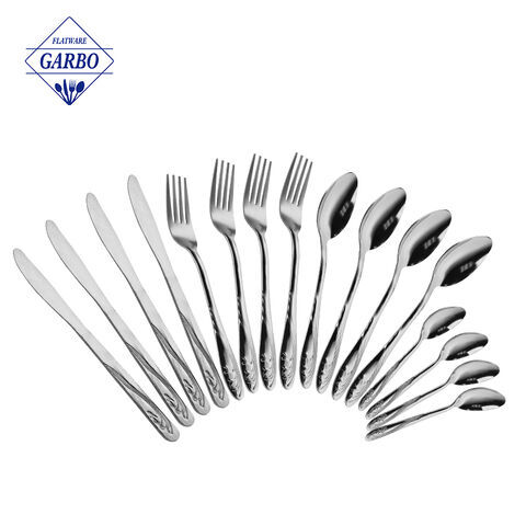 GARBO Hiware 24 件套银器套装带 6 件牛排刀，不锈钢餐具餐具套装适用于家庭厨房餐厅酒店