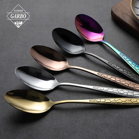 Wholesale luxury colored e-plating stainless steel flatware cutlery dinner spoon