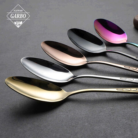 Wholesale luxury colored e-plating stainless steel flatware cutlery dinner spoon